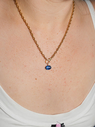 Constellation Kyanite East West Oval Cut Charm in Yellow 14k Gold