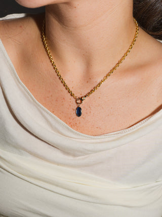 Sleepless Kyanite Oval Cut Charm in Yellow 14k Gold