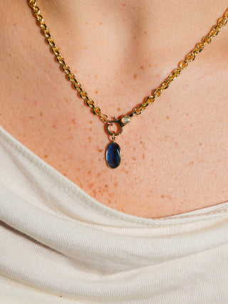Sleepless Kyanite Oval Cut Charm in Yellow 14k Gold