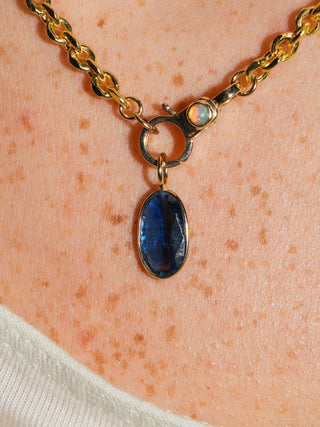 Sleepless Kyanite Oval Cut Charm in Yellow 14k Gold