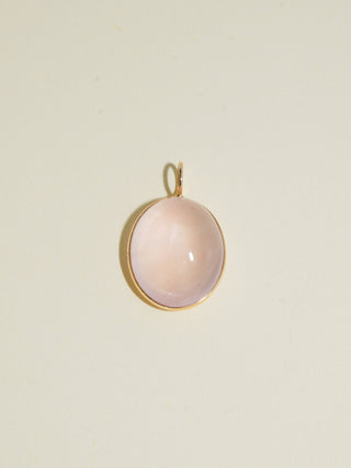 Crushing Rose Quartz Oval Cabochon Charm in Yellow 14k Gold
