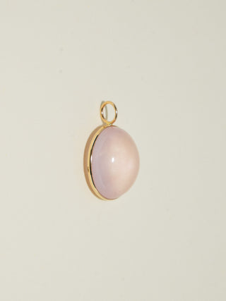 Crushing Rose Quartz Oval Cabochon Charm in Yellow 14k Gold