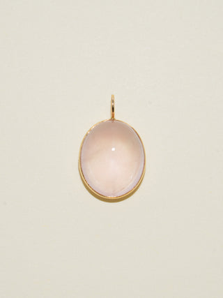 Crushing Rose Quartz Oval Cabochon Charm in Yellow 14k Gold