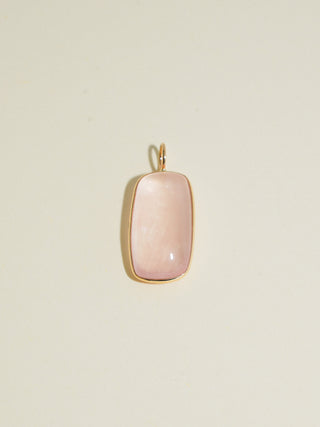Cotton Candy Rose Quartz Cushion Cabochon Charm in Yellow 14k Gold