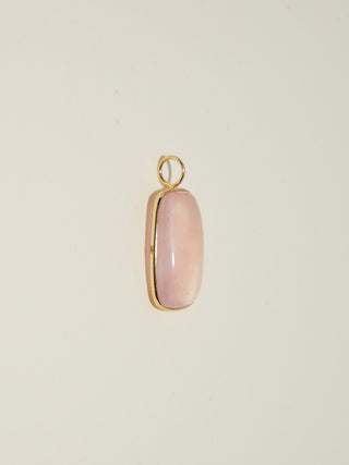 Cotton Candy Rose Quartz Cushion Cabochon Charm in Yellow 14k Gold