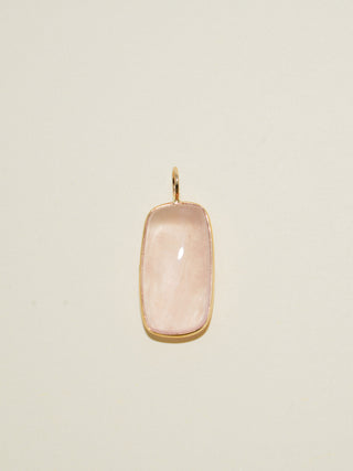 Cotton Candy Rose Quartz Cushion Cabochon Charm in Yellow 14k Gold