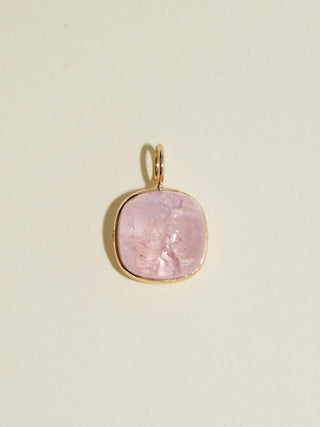 Gummy Morganite Cushion Cabochon Charm in Yellow 14k Gold