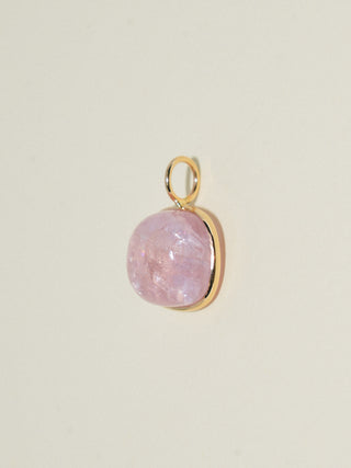 Gummy Morganite Cushion Cabochon Charm in Yellow 14k Gold