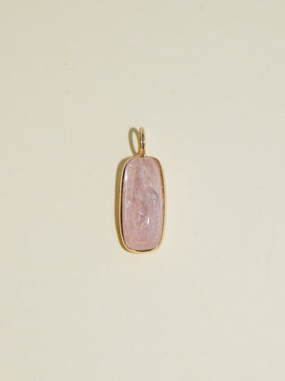 Bubble Yum Morganite Baguette Cabochon Charm in Yellow 14k Gold