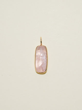 Bubble Yum Morganite Baguette Cabochon Charm in Yellow 14k Gold