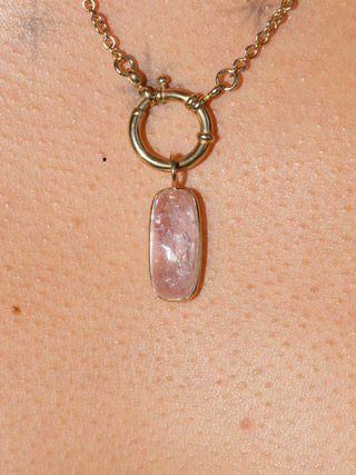 Bubble Yum Morganite Baguette Cabochon Charm in Yellow 14k Gold