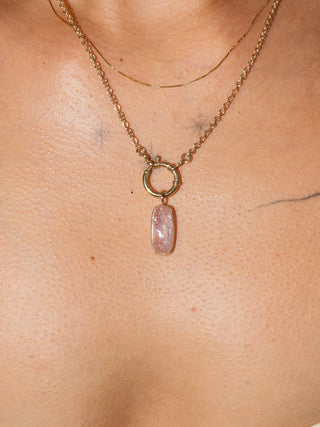 Bubble Yum Morganite Baguette Cabochon Charm in Yellow 14k Gold