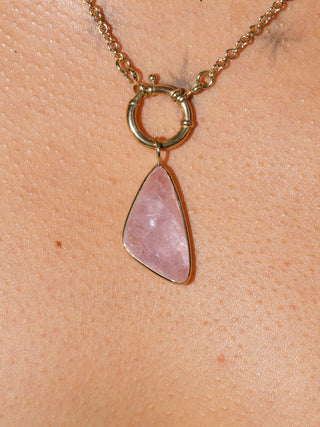 Fluttering Morganite Special Cabachon Charm in Yellow 14k Gold