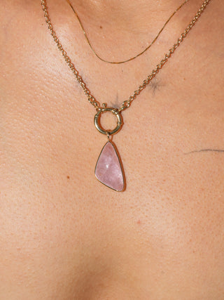 Fluttering Morganite Special Cabachon Charm in Yellow 14k Gold
