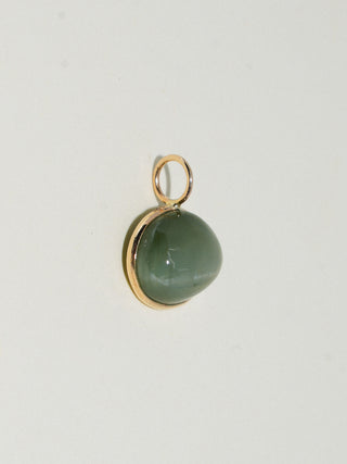 Purring Catseye East West Cushion Cabochon Charm in Yellow 14k Gold