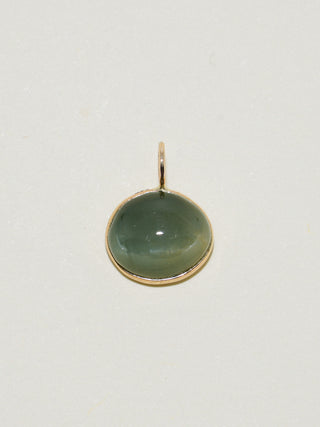 Purring Catseye East West Cushion Cabochon Charm in Yellow 14k Gold