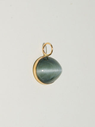 Paw Print Catseye East West Cushion Cabochon Charm in Yellow 14k Gold