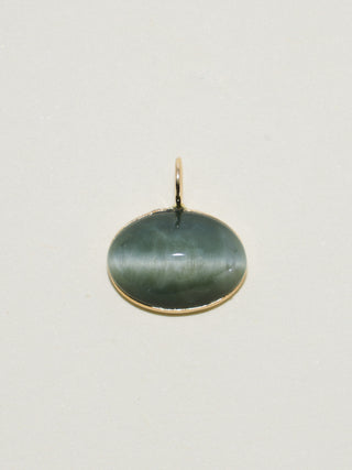 Paw Print Catseye East West Cushion Cabochon Charm in Yellow 14k Gold