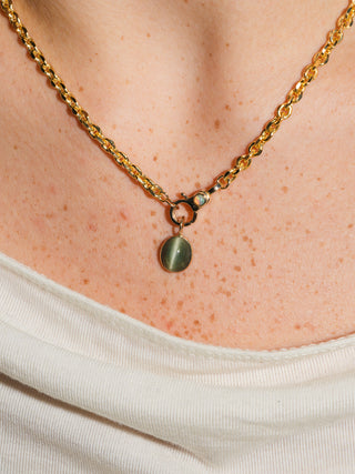 Chase Catseye Oval Cabochon Charm in Yellow 14k Gold
