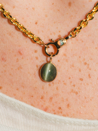 Chase Catseye Oval Cabochon Charm in Yellow 14k Gold