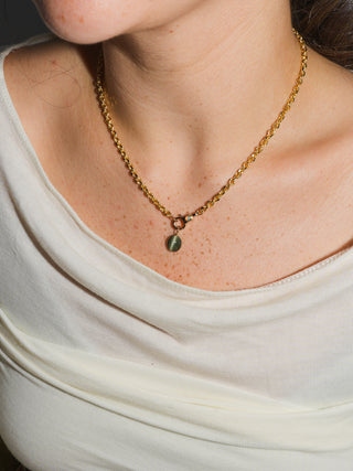 Chase Catseye Oval Cabochon Charm in Yellow 14k Gold