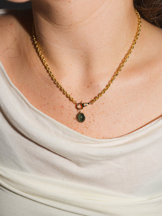 Prowl Catseye Oval Cabochon Charm in Yellow 14k Gold