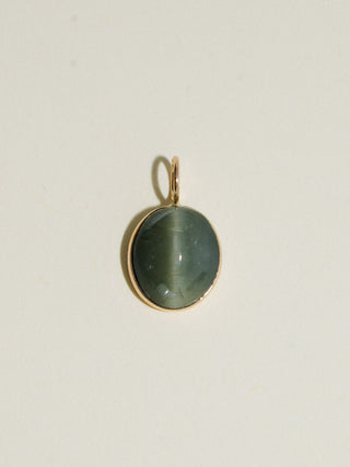 Bonded Catseye Oval Cabochon Charm in Yellow 14k Gold