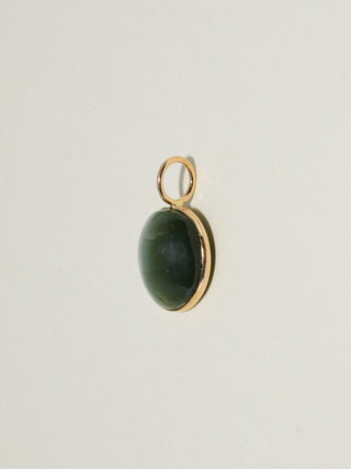 Bonded Catseye Oval Cabochon Charm in Yellow 14k Gold