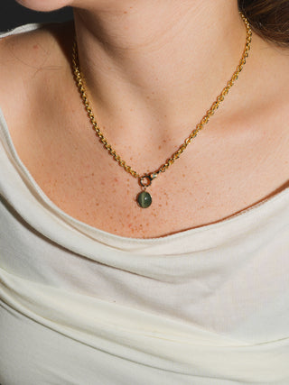 Bonded Catseye Oval Cabochon Charm in Yellow 14k Gold