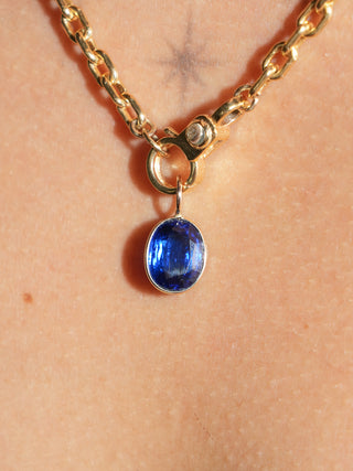 Tickled Kyanite Oval Cut Charm in Yellow 14k Gold