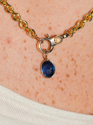 Alleycat Kyanite Oval Cut Charm in Yellow 14k Gold