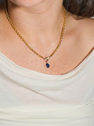 Alleycat Kyanite Oval Cut Charm in Yellow 14k Gold