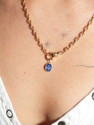 Azula Kyanite Oval Cut Charm in Yellow 14k Gold
