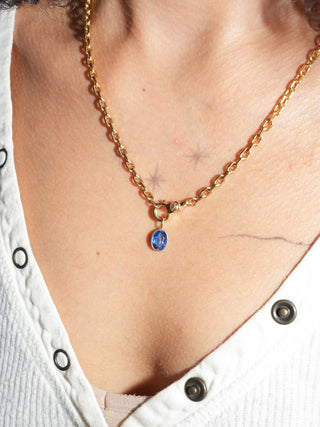 Azula Kyanite Oval Cut Charm in Yellow 14k Gold