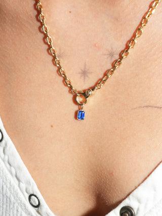 Chlice Kyanite Emerald Cut Charm in Yellow 14k Gold