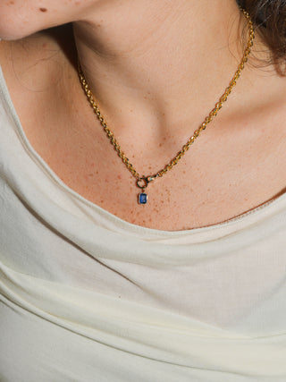 Painters Tape Kyanite Emerald Cut Charm in Yellow 14k Gold