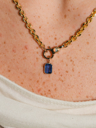 Painters Tape Kyanite Emerald Cut Charm in Yellow 14k Gold