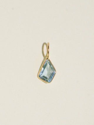 Bingo Aquamarine Special Cut Charm in Yellow 14k Gold