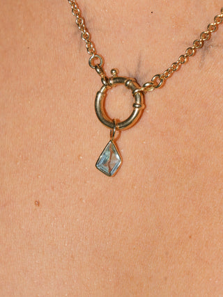 Bingo Aquamarine Special Cut Charm in Yellow 14k Gold