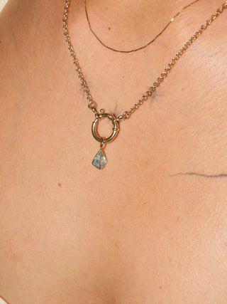 Bingo Aquamarine Special Cut Charm in Yellow 14k Gold
