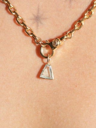 Wonky Aquamarine Special Cut Charm in Yellow 14k Gold