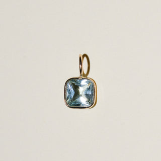 Sky Blue Topaz Square Cut Mini Charm in 14k Yellow Gold