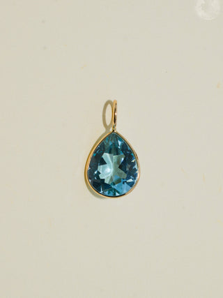 Archie's Eyes Sky Blue Topaz Teardrop Cut Charm in Yellow 14k Gold