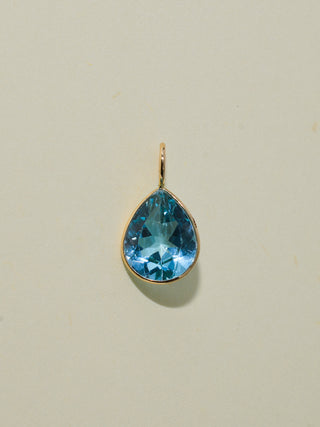Archie's Eyes Sky Blue Topaz Teardrop Cut Charm in Yellow 14k Gold