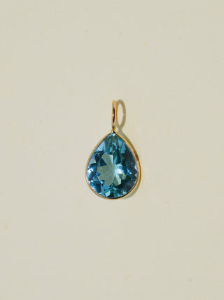 Archie's Eyes Sky Blue Topaz Teardrop Cut Charm in Yellow 14k Gold