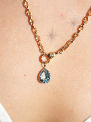 Archie's Eyes Sky Blue Topaz Teardrop Cut Charm in Yellow 14k Gold
