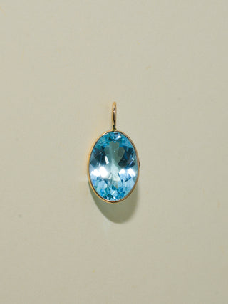 Brighton Sky Blue Topaz Oval Cut Charm in Yellow 14k Gold