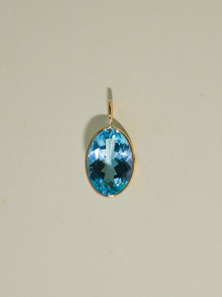 Brighton Sky Blue Topaz Oval Cut Charm in Yellow 14k Gold