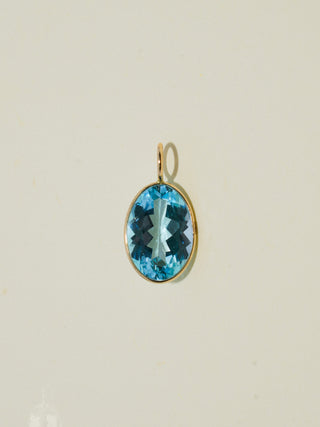 Brighton Sky Blue Topaz Oval Cut Charm in Yellow 14k Gold