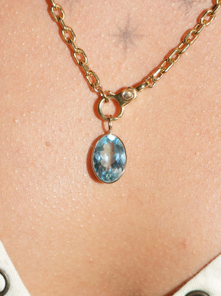 Brighton Sky Blue Topaz Oval Cut Charm in Yellow 14k Gold